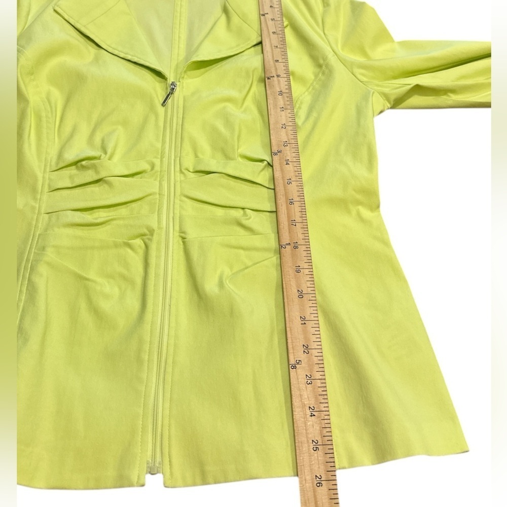 Tribal Zip Front Jacket Size 10 Lime Green Ruched Detailing Casual - Picture 10 of 11